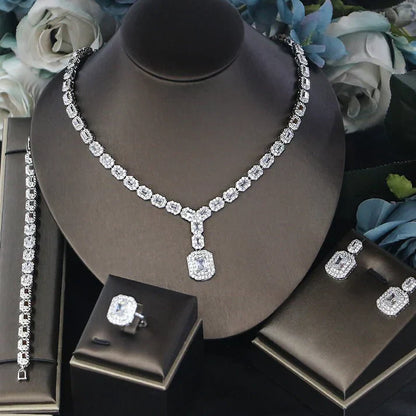 Ladies’ banquet party jewelry, elegant four-piece matching accessory set.