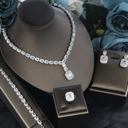 Ladies’ banquet party jewelry, elegant four-piece matching accessory set.